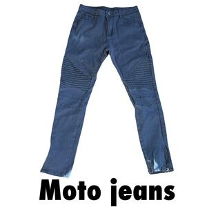Gray Blue Lavender Used Moto light pants with accents/zippers